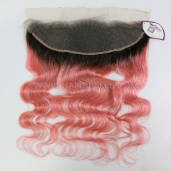 1B/Pink Color Lace Frontal Closure 13X4 Straight and Body Wave Virgin Human Hair