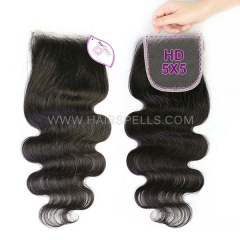 (New)Superb Grade HD Lace Swiss Closure 4*4 5*5 Virgin Human Hair Slightly Plucked Hairline With Baby Hair