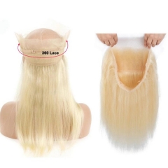 Superb Grade #613 Blonde Color 360 Lace Band Frontal Virgin Human Hair