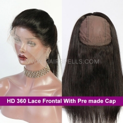 Superb Grade HD Lace 360 Lace Frontal With Cap Virgin Human Hair Natural Color