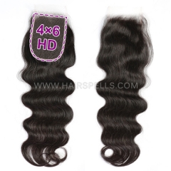 (New)Superb Grade HD Lace Closure 4*6 Virgin Human Hair Slightly Plucked Hairline With Baby Hair Melted Invisible Lace