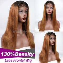 T1B/30 Ombre Color Wig 130% density  Virgin Human Hair Straight Lace Frontal Wig