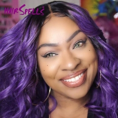 1B/Purple Ombre Color Lace Wig 130% density  Virgin Human Hair Straight Lace Frontal Wig
