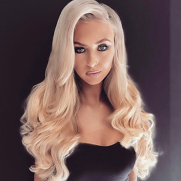 Noble Platinum Blonde Color Synthetic Lace Front Wig For Women