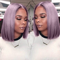 Lavender Purple Bob Straight Synthetic Lace Front Wig