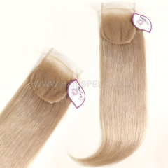 Color 18 Lace Top Closure Size 4x4 Straight Hair Virgin Human Hair