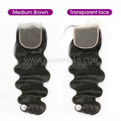 4*4 Lace Top Closure Pre Plucked Natural Hairline Body Wave Virgin Human Hair Natural Color