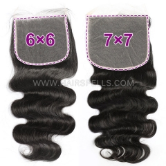 (New)Superb Grade 6X6 7x7 Lace Top Closure PrePlucked Hairline Lace Top Closure Virgin Human Hair Natural Color