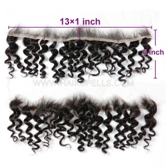 Superb Grade 13*1 Lace Frontal Thin Hairline Repair Pre Plucked Natural Hairline Curly Virgin Human Hair Natural Color