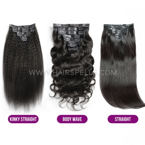 16inch -30 inches Seamless PU Clip in Human Virgin Hair Extensions 7 pcs/set 120 Grams Invisible Natural Install