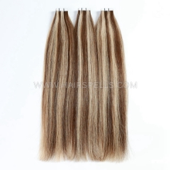 P4/27 Highlight Color Tape In Extensions Straight Hair Invisible Install Hair 20 Pieces 50 Grams