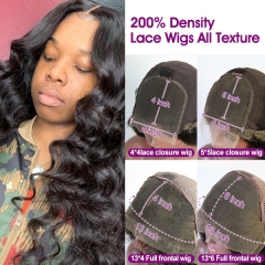 (New Update) 200% Density Full Frontal Lace Wigs Pre Plucked Bleached Thick Sewing Lace Wigs Human Hair Wigs With Elastic Band Straight/Wavy/Curly