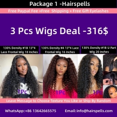 Free Shipping Wigs Deal Package 316$ +Package 376$+Package 431$ Wholesale Package Factory Price 100% Human Hair Preplucked Hairline Glueless Wigs