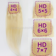 (New)613 Blonde Color 4*4 5*5 6*6 7*7 HD Lace Top Closure Body Wave Straight Hair Virgin Human Hair