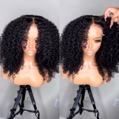High density Glueless Wear Go Layer Cut Curly Hair Thickness 5*5 Lace Closure Wig Glueless Effortless Virgin Human Hair Natural Color