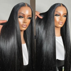 Higher Grade Bone Straight Smooth Tangle-free Glueless HD Lace 4*4 5*5 Closure Wig 200% Density Wear Go Virgin Human Hair Natural Color