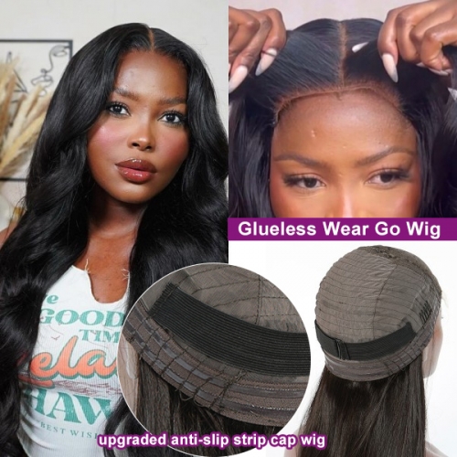 Upgraded Anti-Slip Strip Cap Glueless Wear Go HD Lace Wig 200% Density Virgin Human Hair Natural Color
