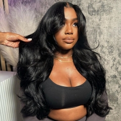 High density Glueless Wear Go Curtain Bangs Thickness 5*5 Lace Closure Wig Glueless Effortless Virgin Human Hair Natural Color