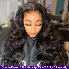 Glueless Wear Go Super Double Drawn Thick Hair End 2*6 6*6 7*7 Lace Closure Wig 200% density Preplucked Hairline Virgin Human Hair