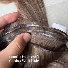 Hand-Tined Genius Weft Highlighted Color Straight Hair 100% Unprocessed Virgin Human Hair Invisible Weft Hair Extensions 95-105G/1 PC