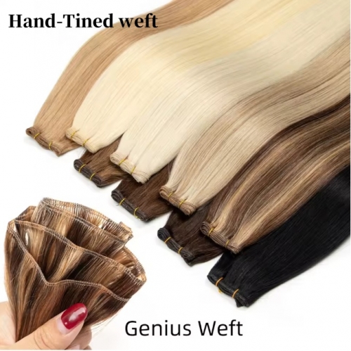 Hand-Tined Genius Weft Lighted Color Straight Hair 100% Unprocessed Virgin Human Hair Invisible Weft Hair Extensions 95-105G/1 PC